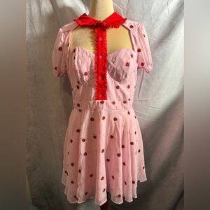 Sugar Thrillz Dolls Kill Just U & Me Collared Mini Dress Ladybug Pink Kawaii